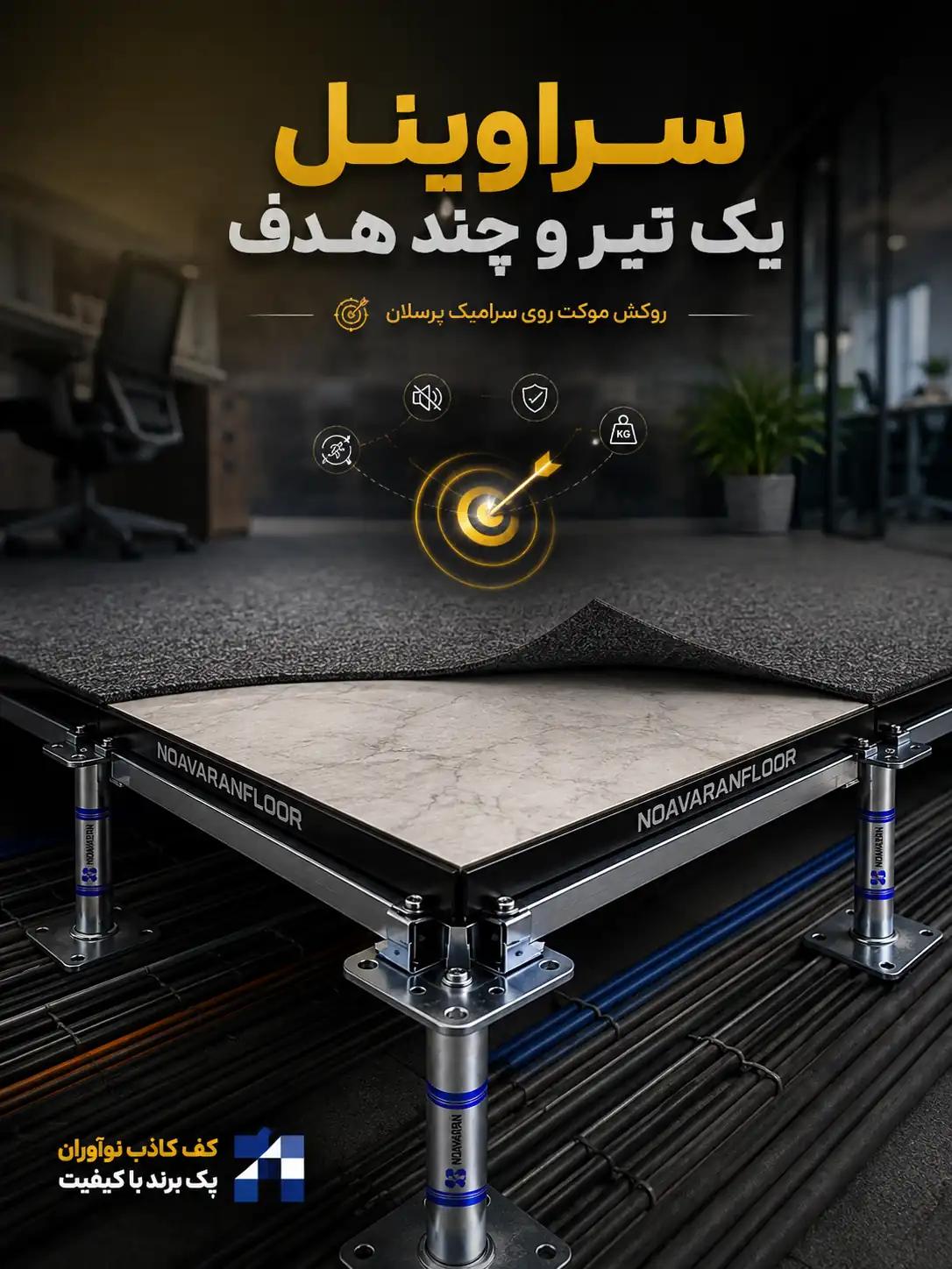 نمای محصول سراوینل با ترکیب موکت و پنل پرسلانی نوآوران